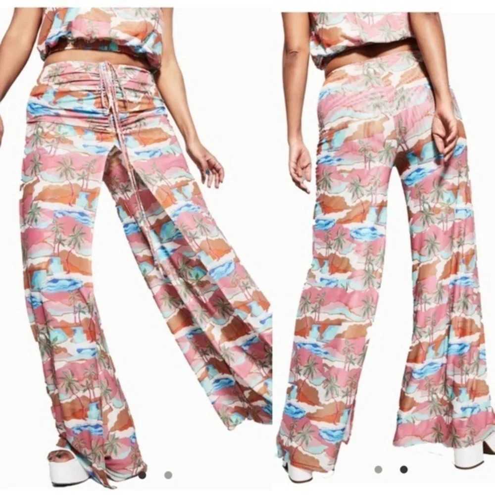 New Royalty By Maluma Printed Wide Leg Pants Size XXXL